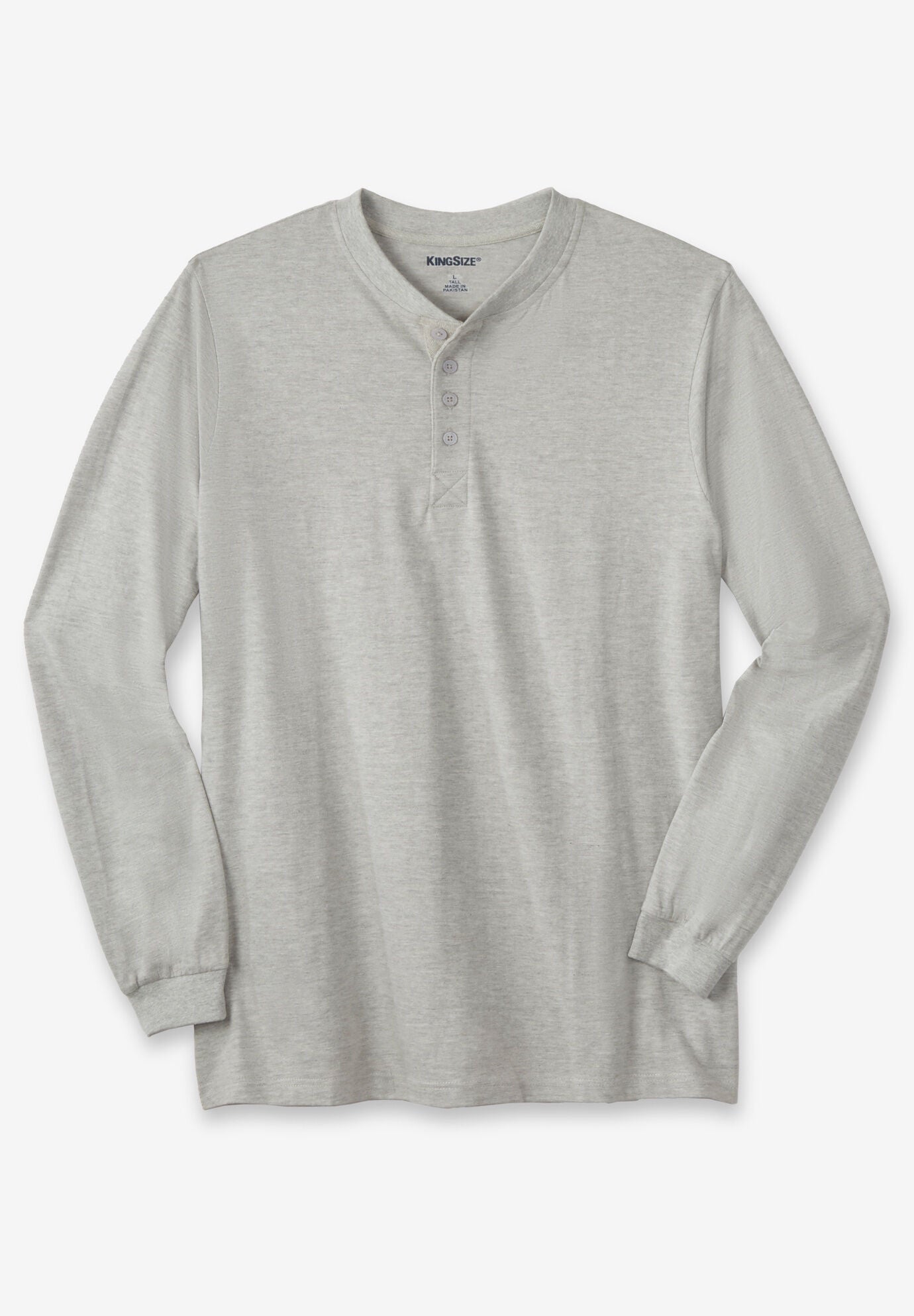 Shrink-Less&trade; Lightweight Long Sleeve Henley, HEATHER GREY, hi-res image number 0