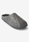 Nylon Quilted Fleece Lined Slide Slipper, CHARCOAL, hi-res image number null