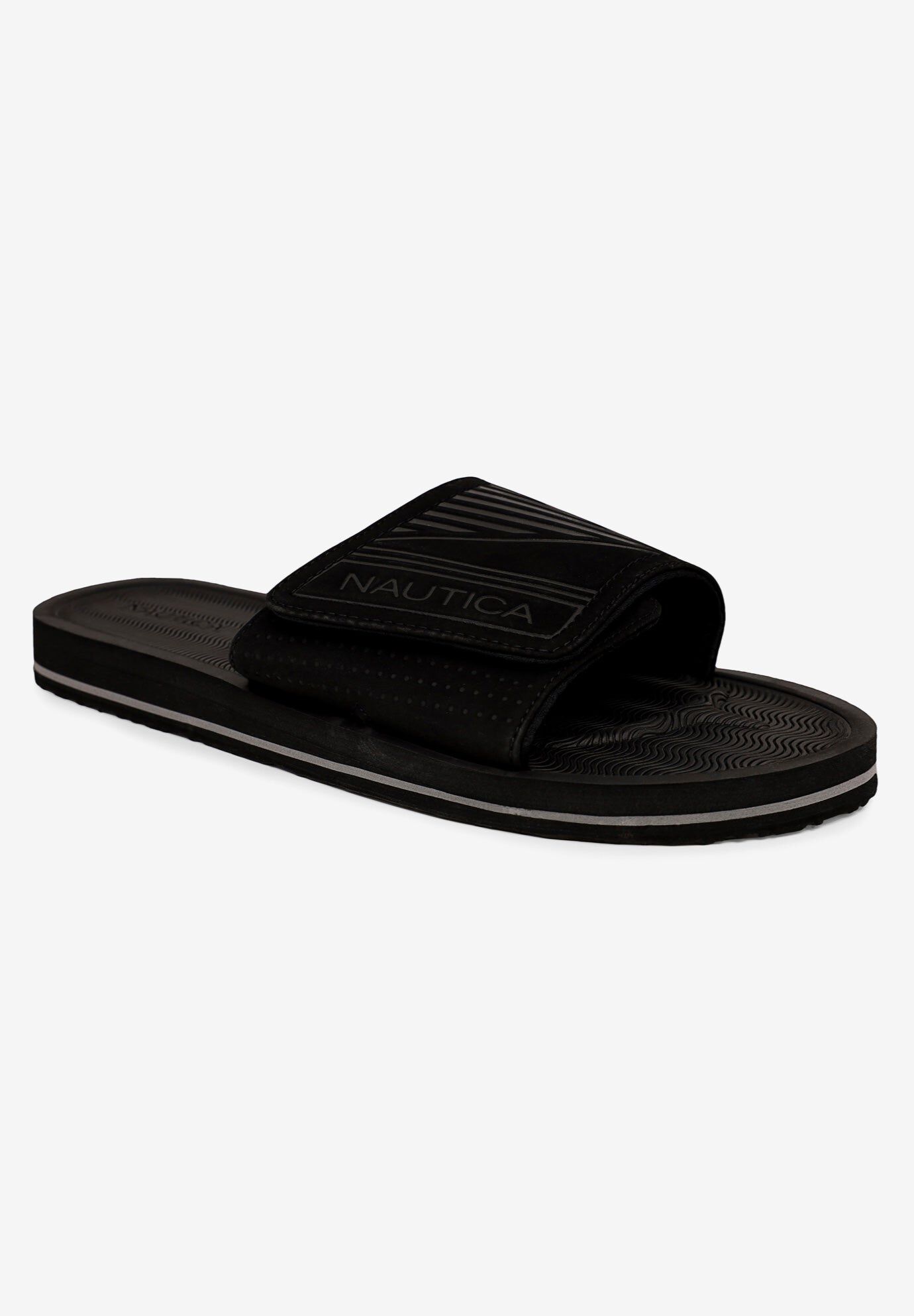 Nautica Stone Adjustable Slides, BLACK, hi-res image number 0
