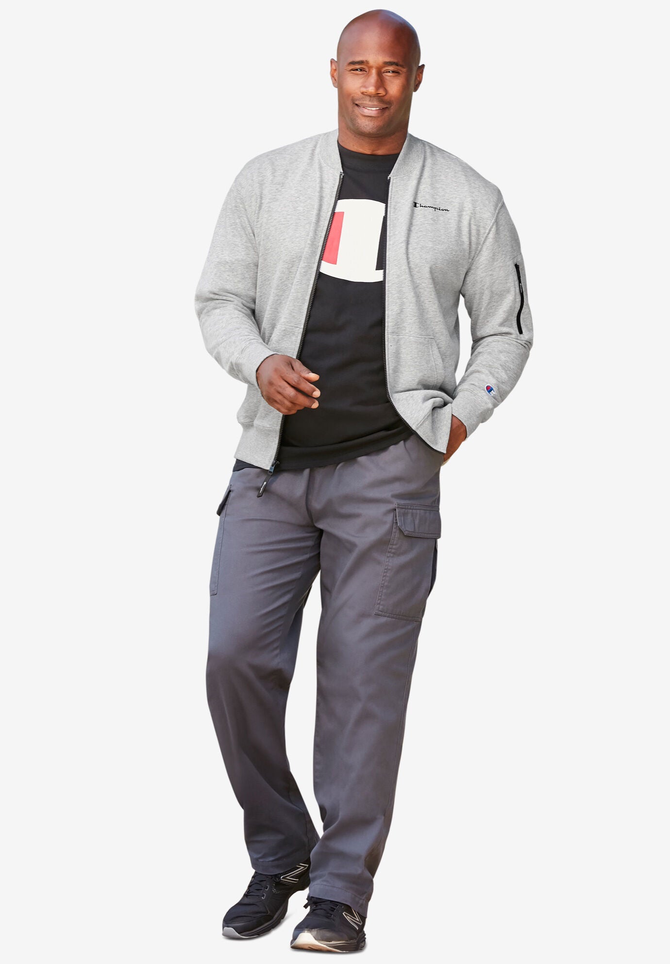 Champion&reg; Zip Front Lightweight Jacket, HEATHER GREY, hi-res image number 0
