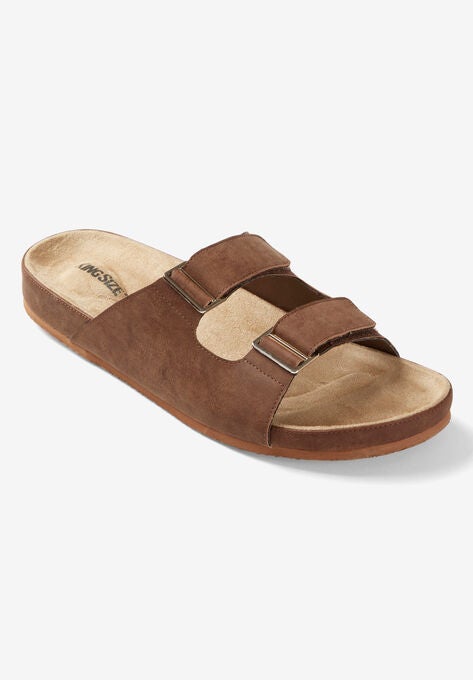 Double Adjustable Buckle Slide and Closure, BROWN, hi-res image number null