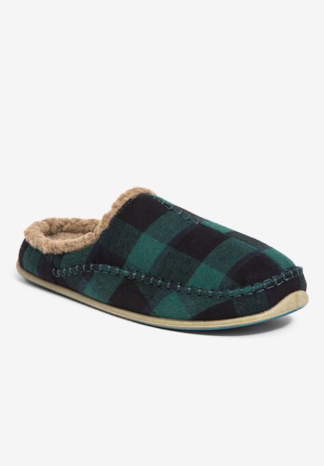 Nordic Indoor-Outdoor Slipper by Deer Stags®, GREEN BLACK PLAID, hi-res image number null