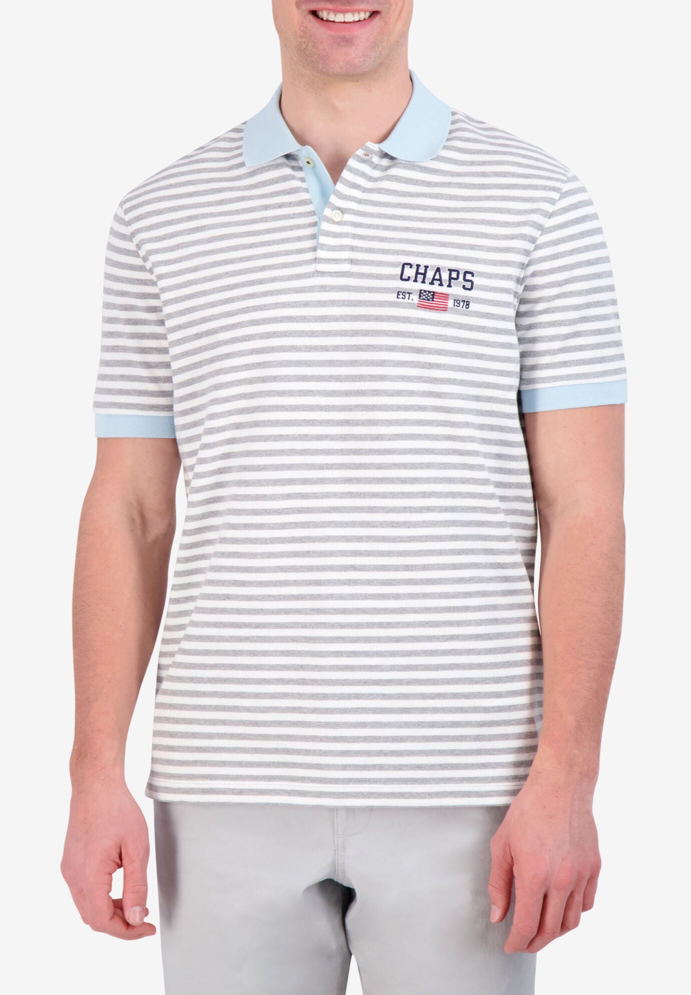 Chaps&reg; EVERYDAY PIQUE POLO NOVELTY, LIGHT GREY HEATHER, hi-res image number 0