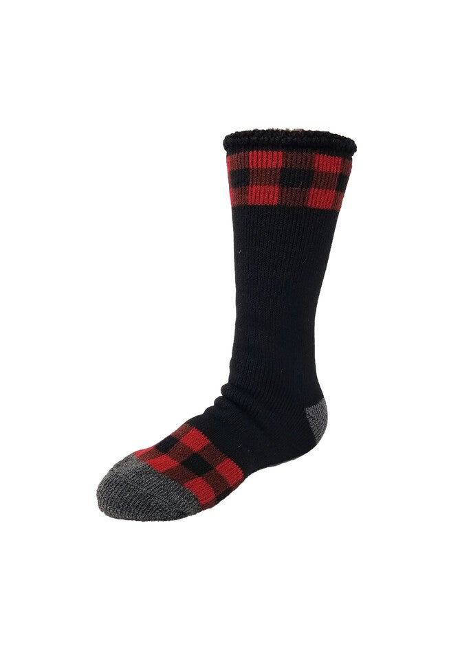 Mens Buffalo Check Thermal Sock 2.7 Tog Thermal Sock, BLACK, hi-res image number 0