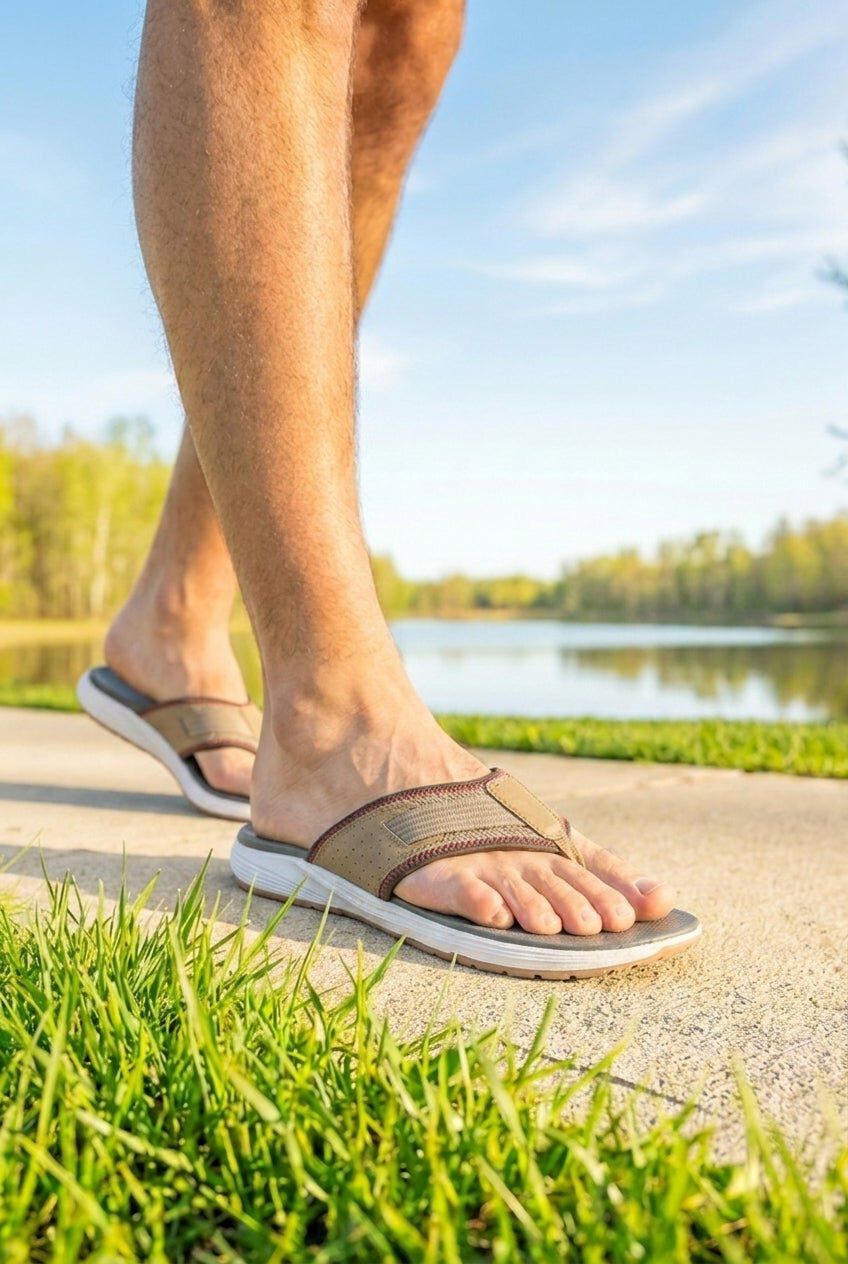 Big and Tall Canvas Flip Flop from KingSize, BROWN, hi-res image number 0