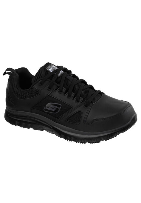 Work Relaxed Fit Flex Advantage Slip-Resistant Sneaker by Skechers®, BLACK, hi-res image number null