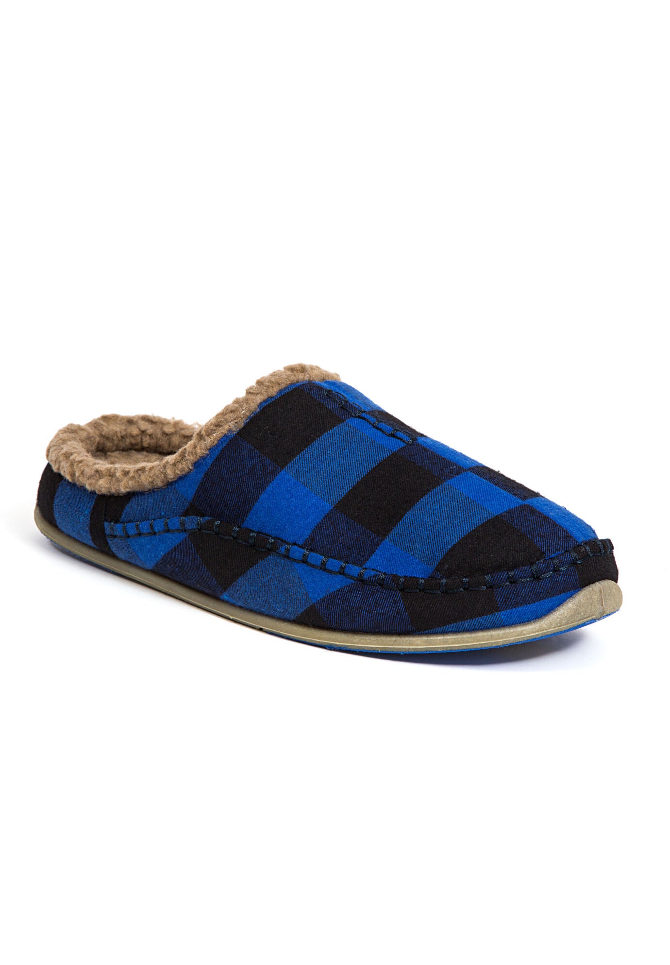 Nordic Plaid Indoor/Outdoor Slippers, BLUE BLACK, hi-res image number 0