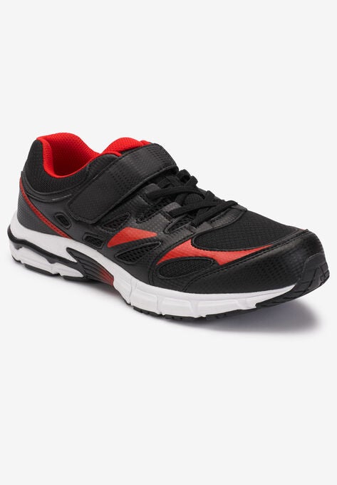 KingSize No-Tie Sneakers, JET BLACK BLAZE RED, hi-res image number null