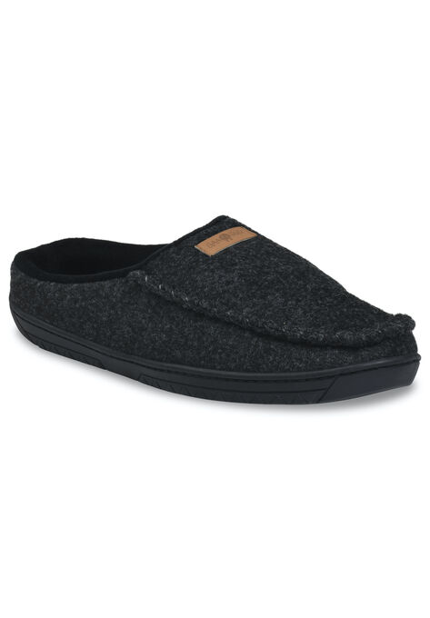 Mens Faux Wool Clog Slipper With Velour Lining Slippers, BLACK, hi-res image number null