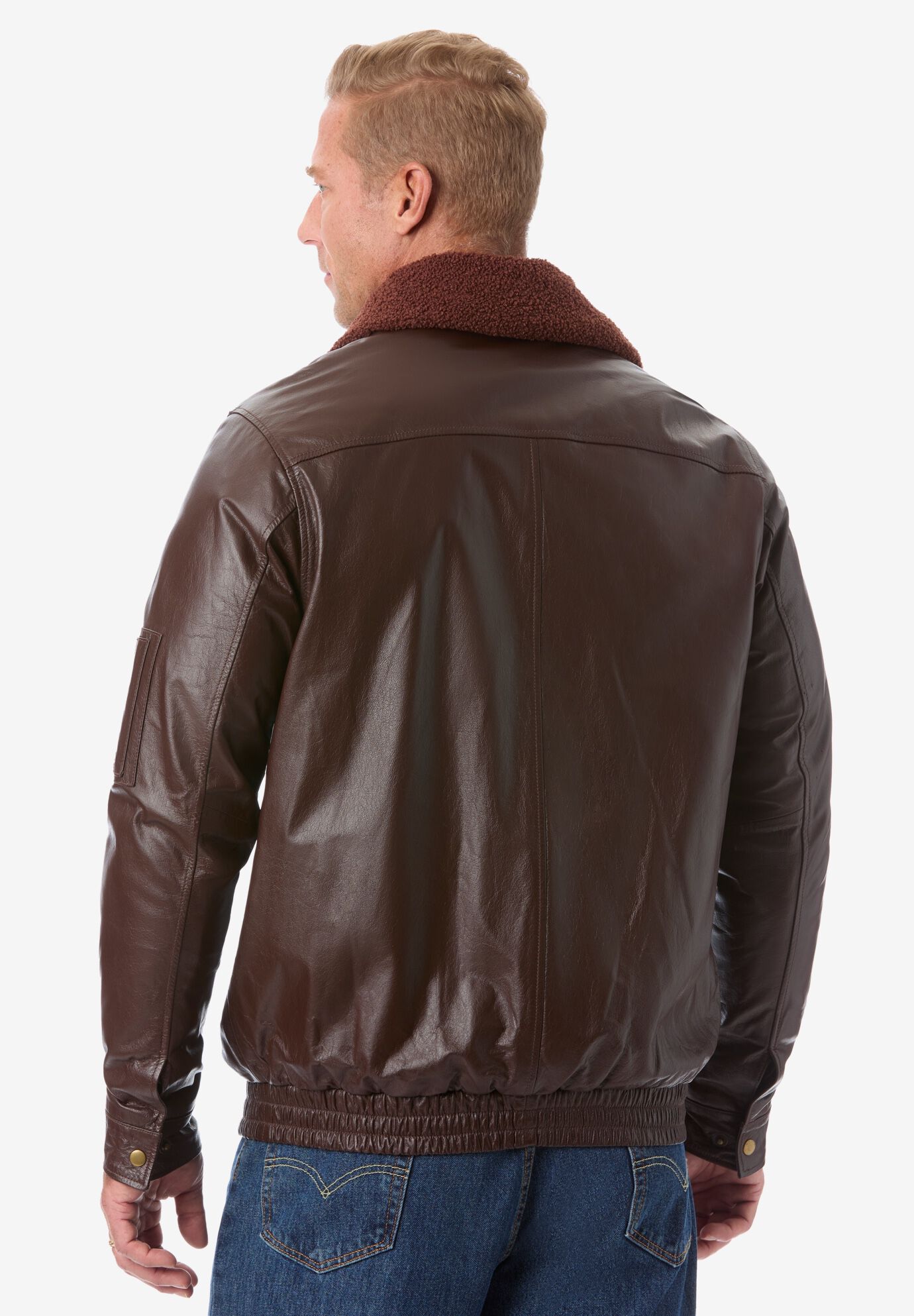 Leather Flight Bomber Jacket, , on-hover image number 1