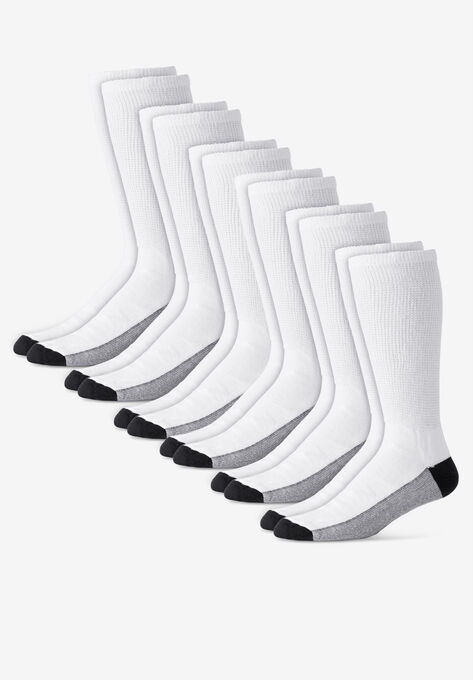 Full Length Cushioned Crew 6 Pack Socks, WHITE, hi-res image number null