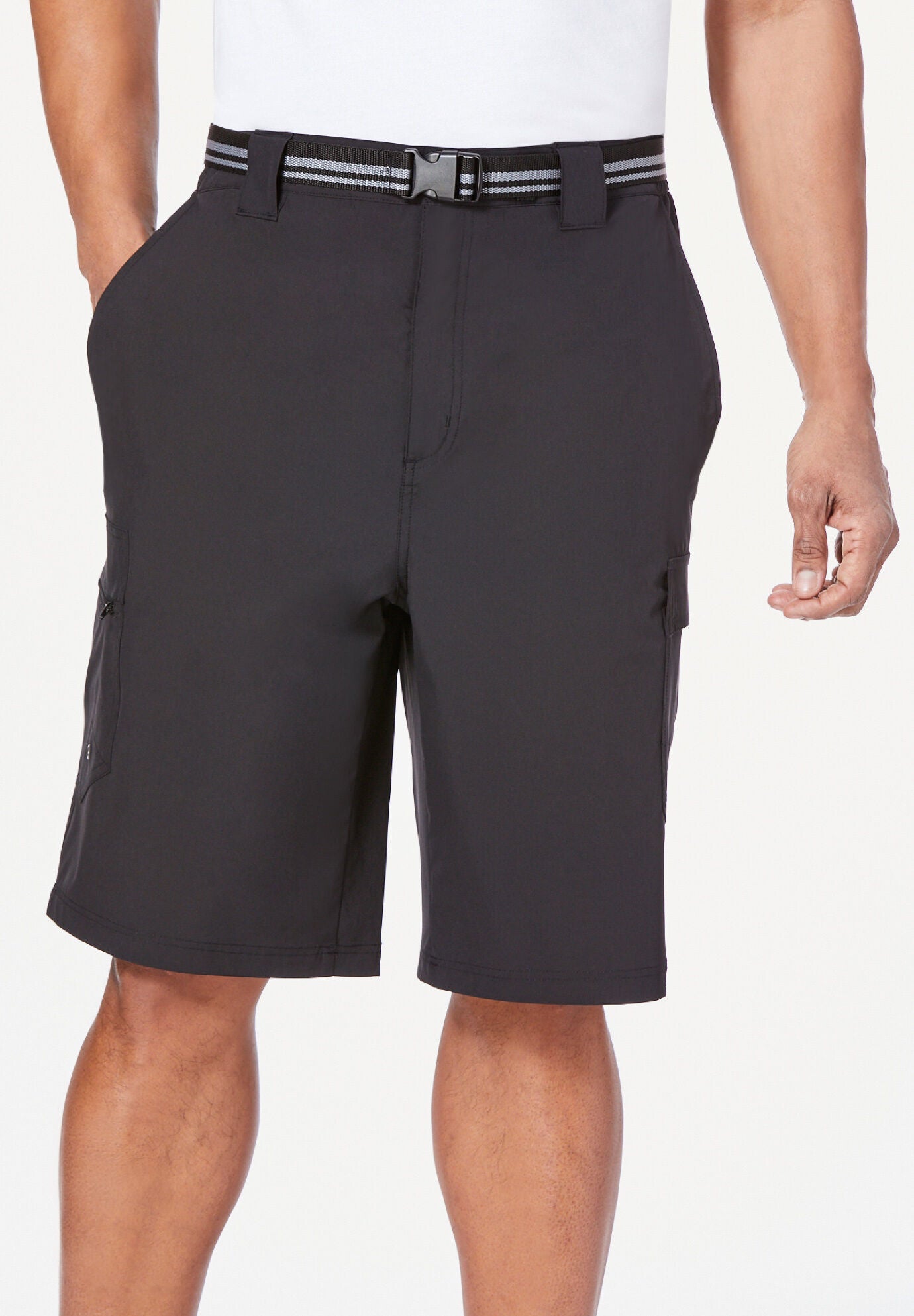 10 inches Nylon Belted Flex Cargo Short, BLACK, hi-res image number 0