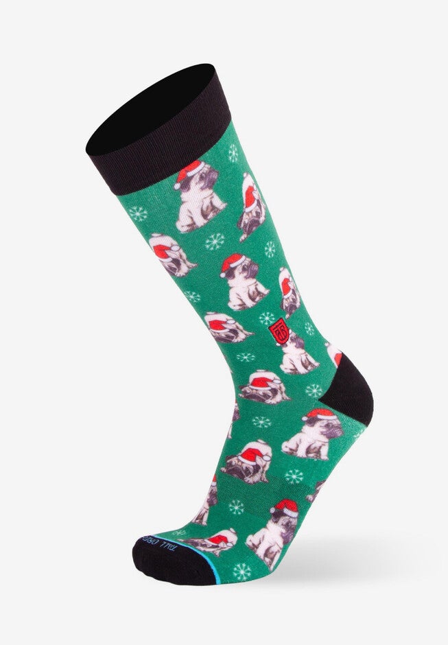 The Holiday Pugs Socks, GREEN, hi-res image number null