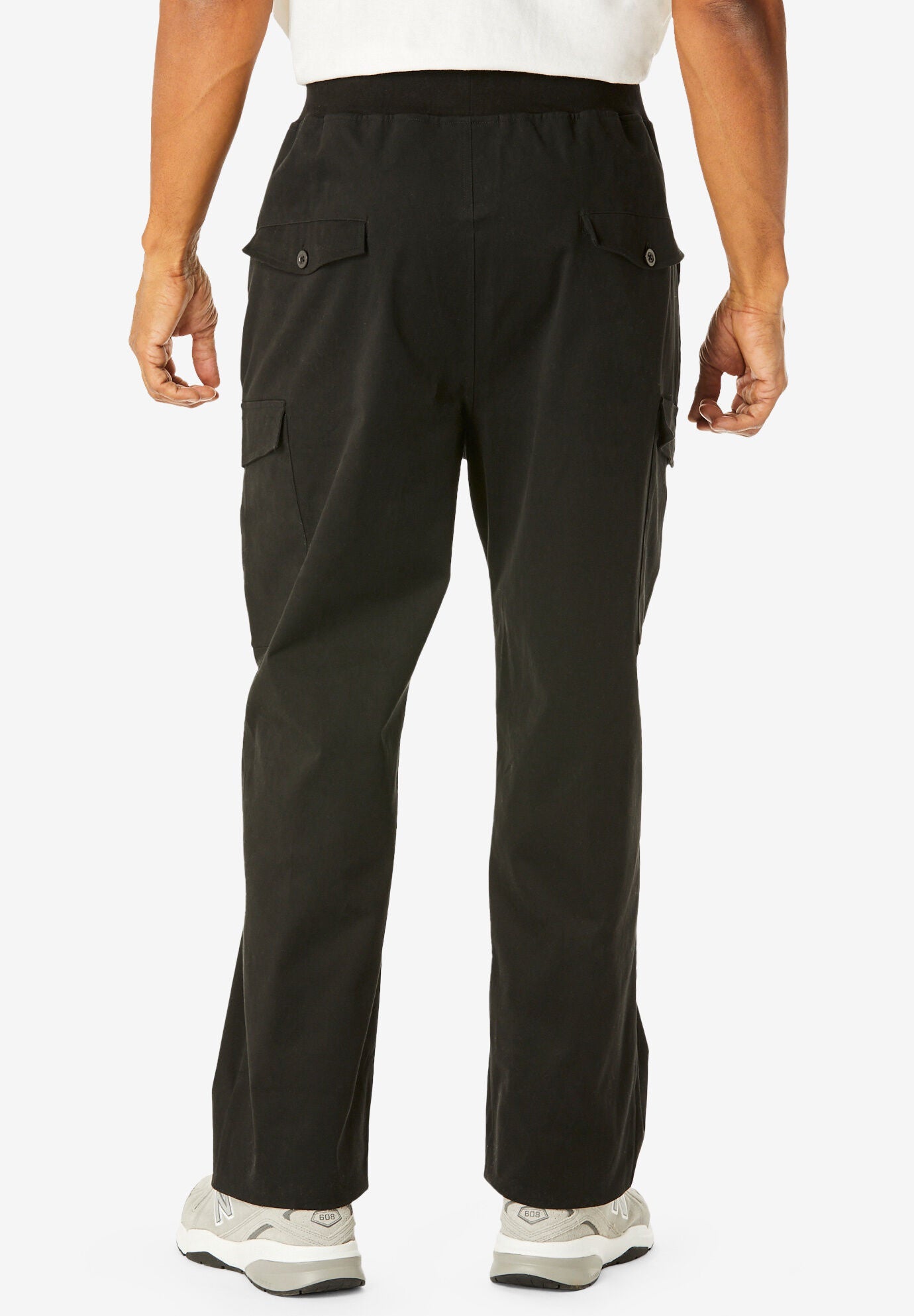 Ribbed Elastic Waist Stretch Cargo Pant, , on-hover image number 1