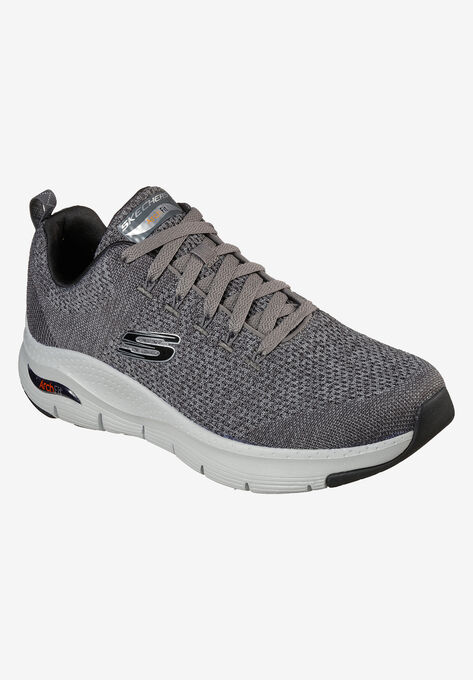 SKECHERS GO WALK ARCH FIT LACE UP SNEAKERS, GREY, hi-res image number null