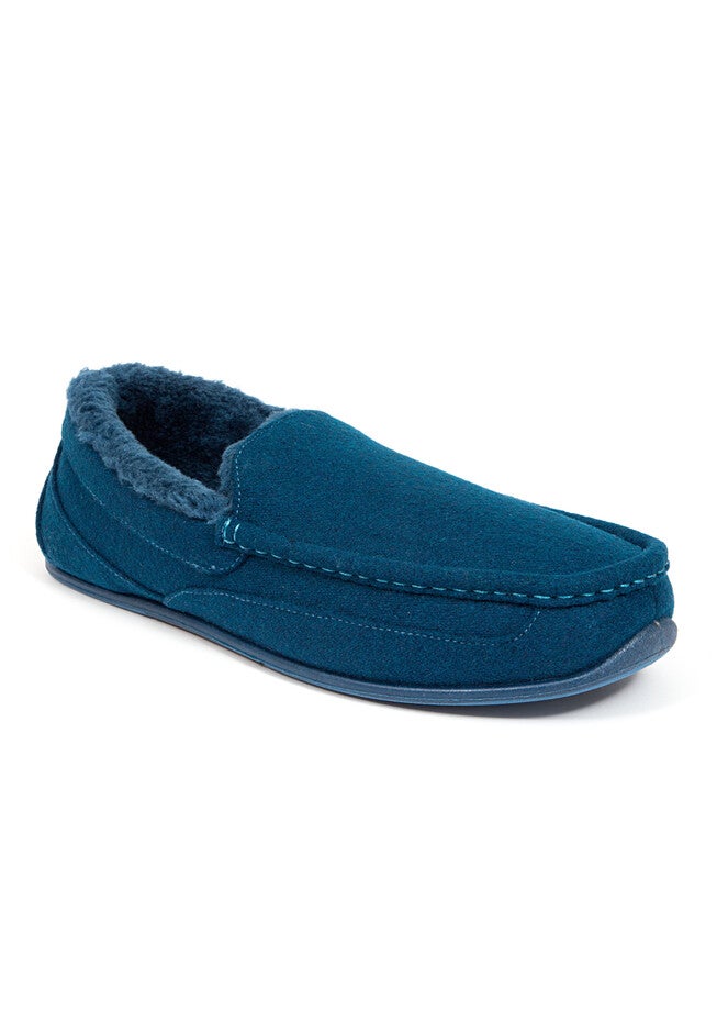 Spun Wool Moccasin Slippers, ROYAL BLUE, hi-res image number null