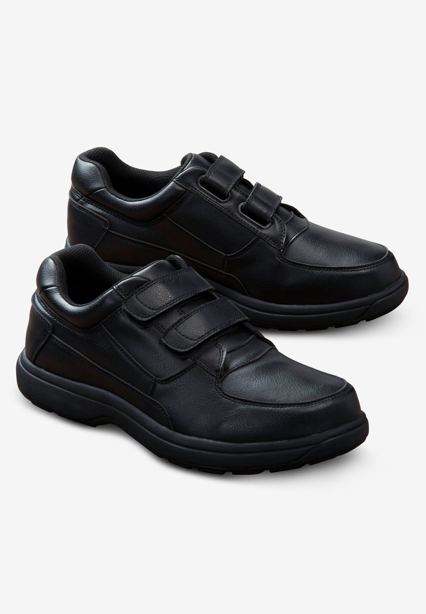 Double Adjustable Strap Comfort Walking Shoe, BLACK, hi-res image number 0