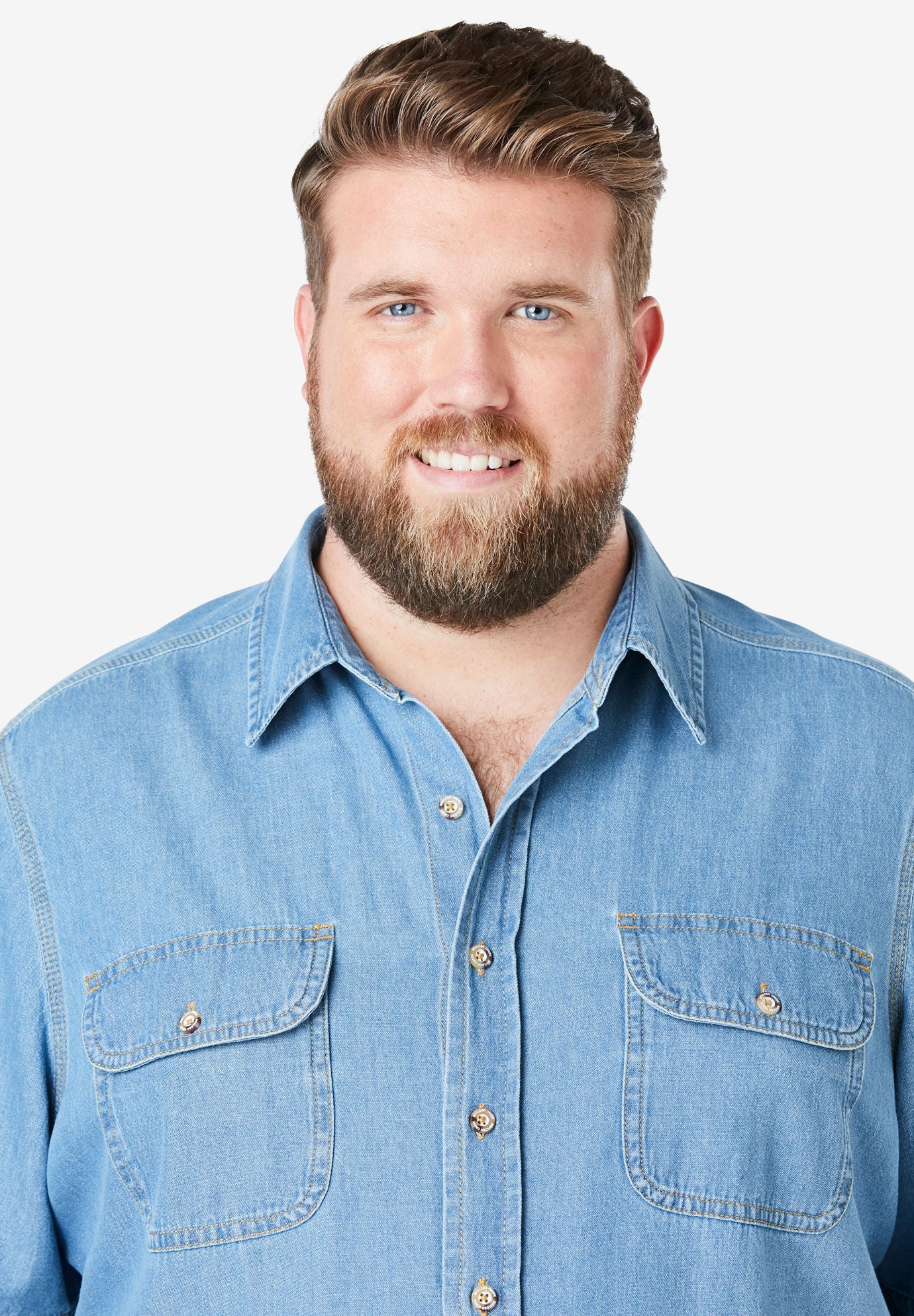 Short Sleeve Denim and Twill Shirt, , alternate image number 4