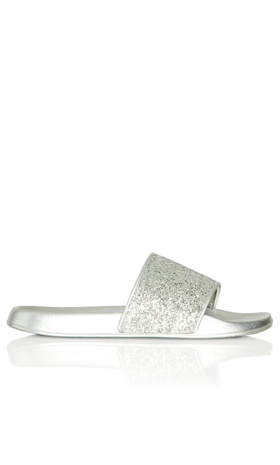 WIDE FIT Sally Sparkle Slide - silver, , alternate image number 1