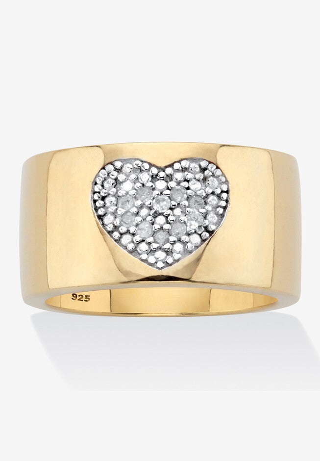 Yellow Gold Plated Genuine Diamond Ring (1/10 Cttw) (Hi Color, I3-I4 Clarity), DIAMOND, hi-res image number null