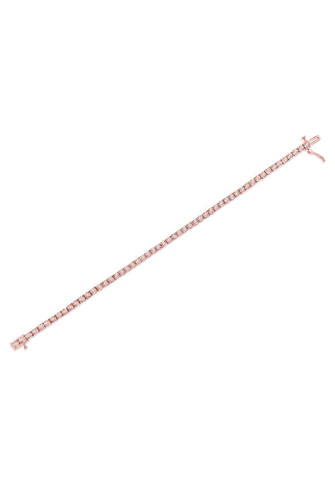 Rose Gold Plated Sterling Silver Miracleset Diamond Round Faceted Bezel Tennis Bracelet 7 inches, , alternate image number 3