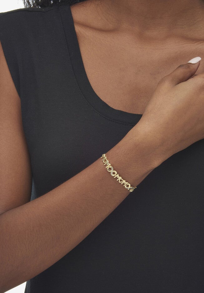 Gold-Plated Sterling Silver Diamond Accent "Mom" Slider Bracelet 10 inches, , alternate image number null