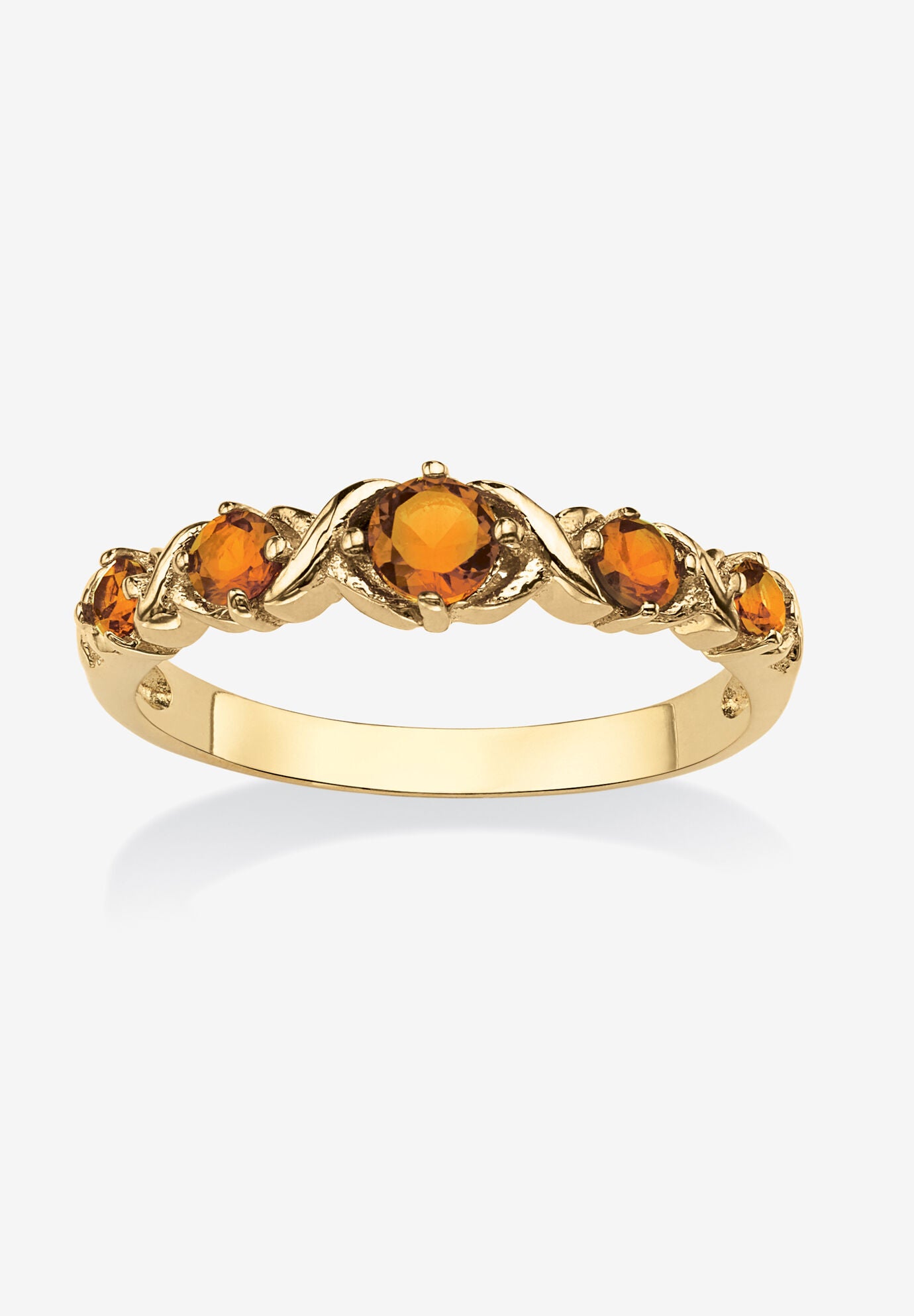 Yellow Gold-Plated Simulated Birthstone Ring, NOVEMBER, hi-res image number 0