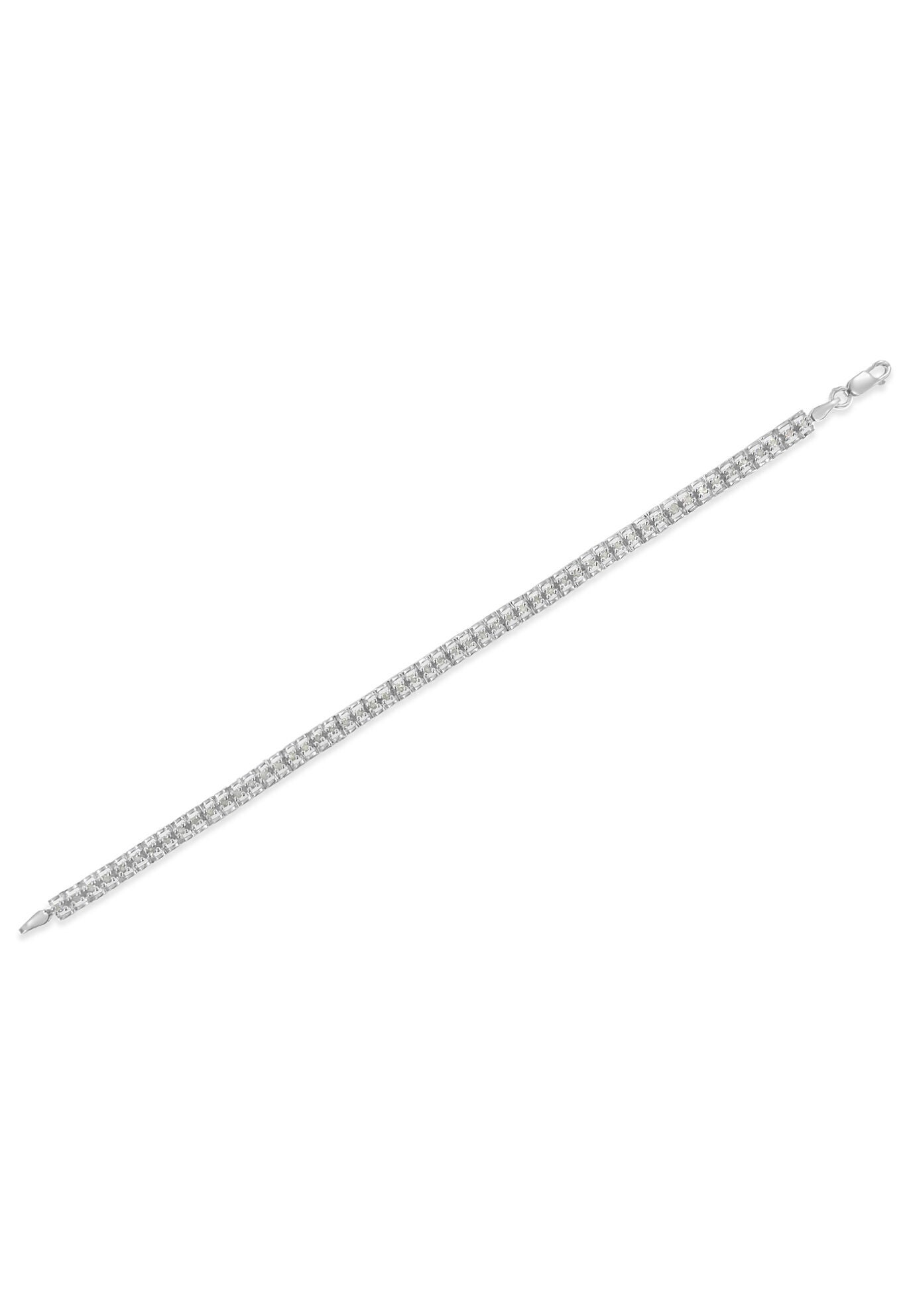Sterling Silver 1.0 Cttw Diamond Double Link Tennis Bracelet, , alternate image number 4