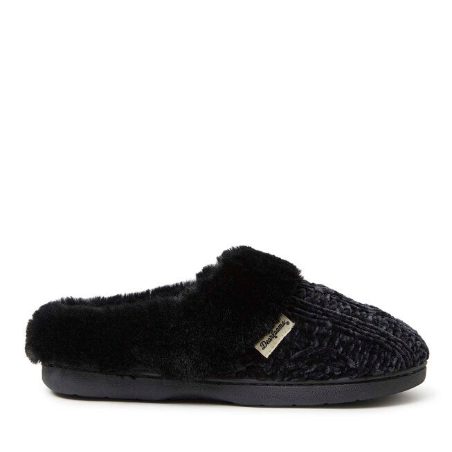 Claire Cable Knit Chenille Clog, BLACK, alternate image number 2