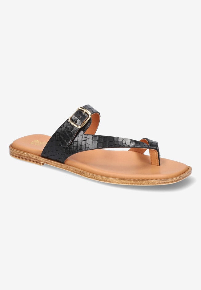 Doe-Italy Sandal, BLACK CROCO LEATHER, hi-res image number null
