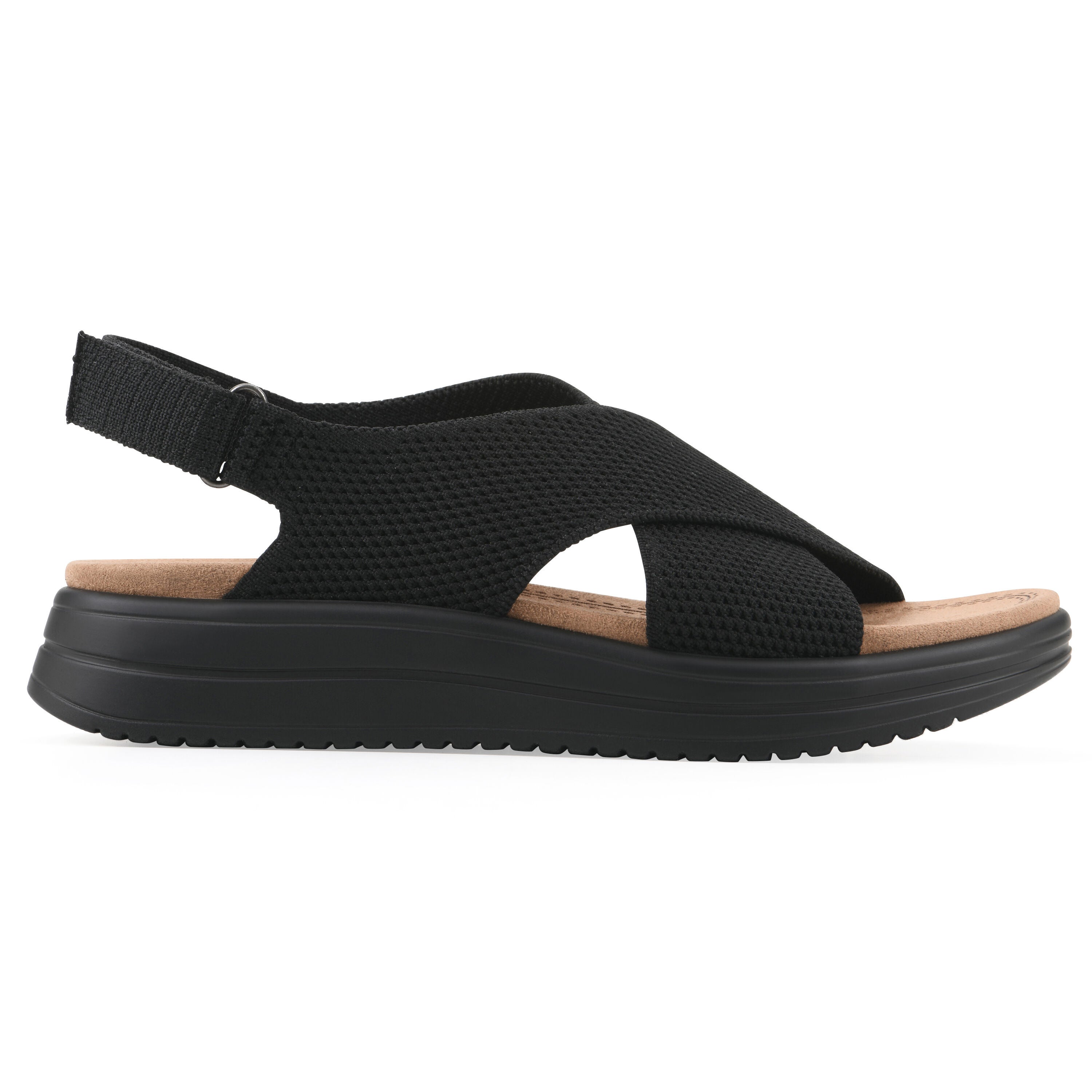 Harleen Flatform Sandal, BLACK FABRIC, alternate image number 2