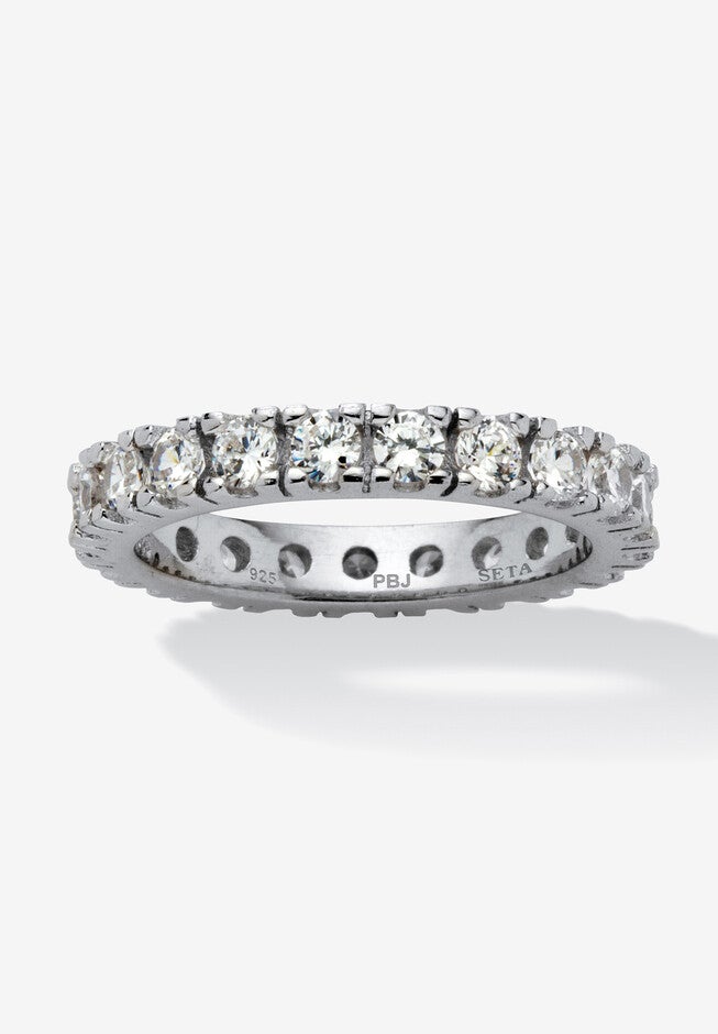 2 Tcw Round Cubic Zirconia Eternity Band In .925 Sterling Silver, SILVER, hi-res image number 0