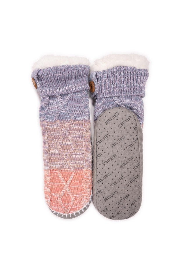 Short Cable Slipper Socks, WINTER VIOLET SILVER, hi-res image number null