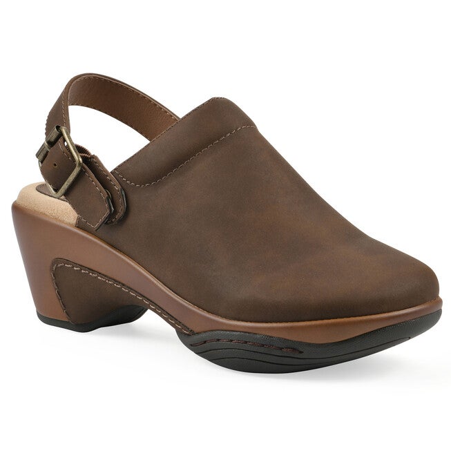 Viewable Slingback Clog - WIDE, BROWN, hi-res image number 0