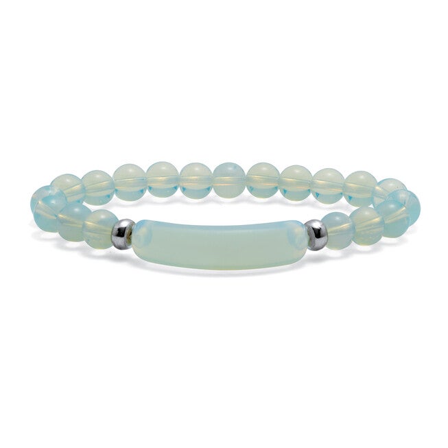 48.45 TCW Genuine Blue Opal Silvertone Beaded Bracelet 7-inch length, BLUE, hi-res image number null