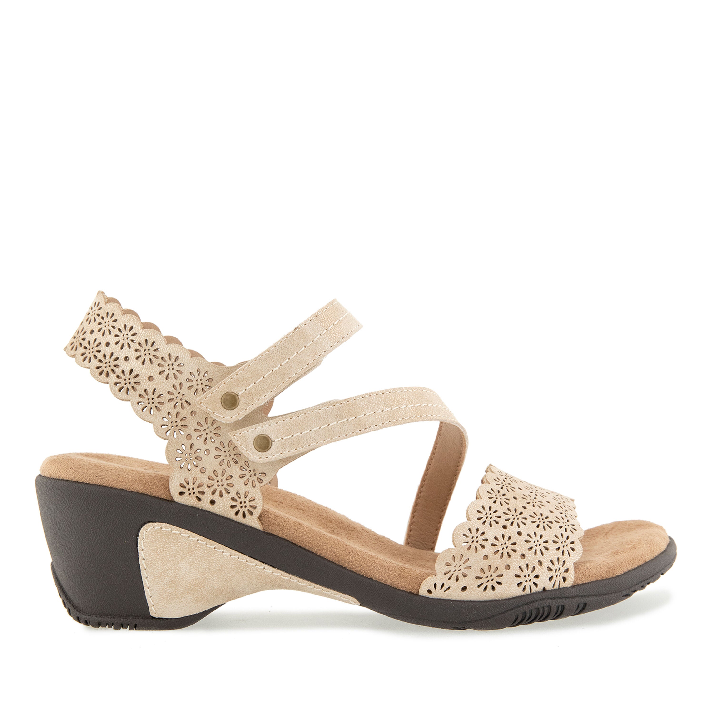 Gracie Hook and Loop Wedge Sandal, CREAM SHIMMER, alternate image number 2