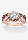Rose Gold-Plated Silver Ring Cubic Zirconia, ROSE, hi-res image number null