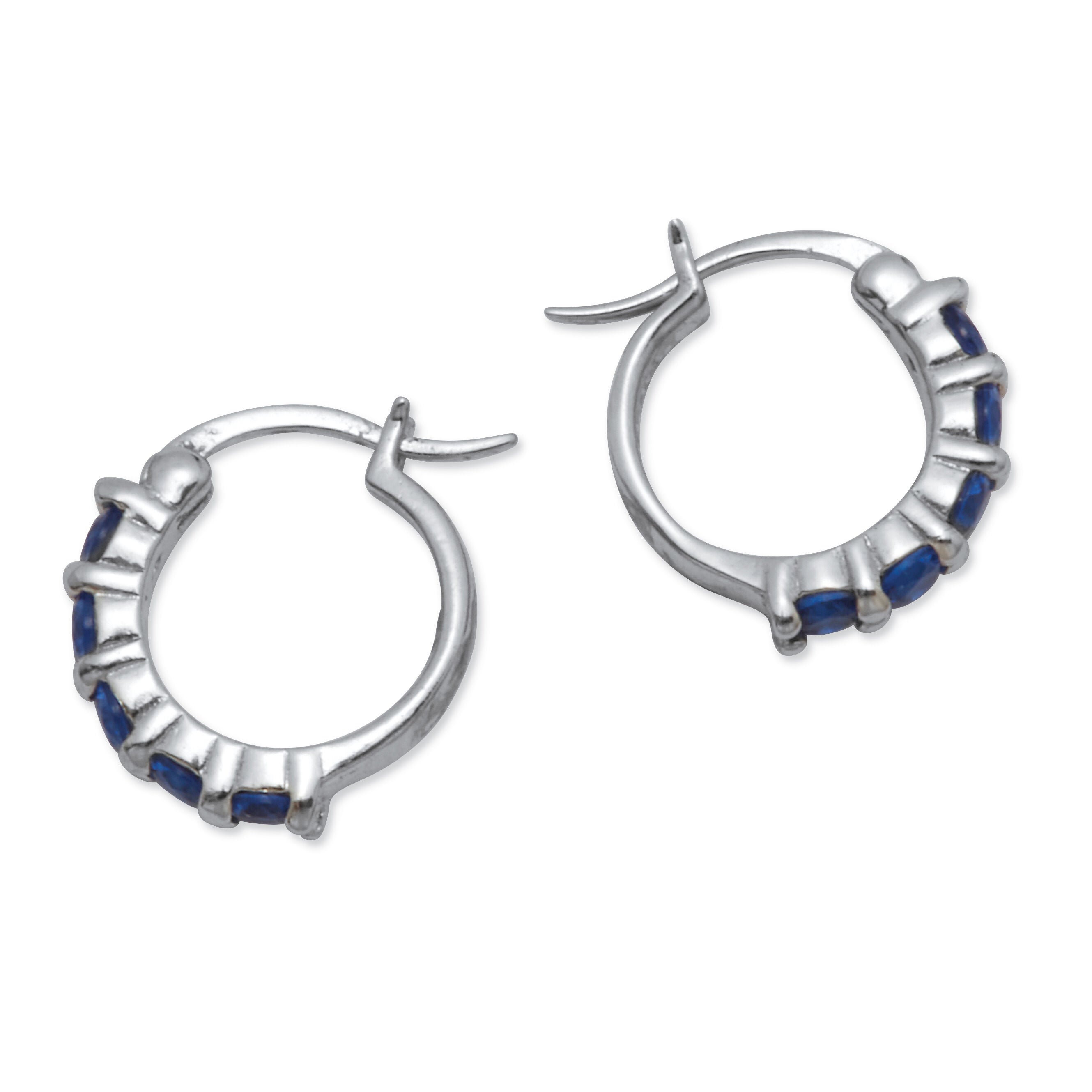 Birthstone Sterling Silver Huggie Hoop Earrings, MARCH, alternate image number 2
