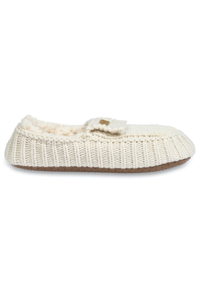 Womens Textured Knit Mocassin Slipper Slippers, , alternate image number null