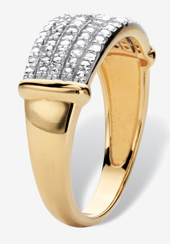 Yellow Gold-Plated Anniversary Ring with Genuine Diamond Accents, , on-hover image number 1