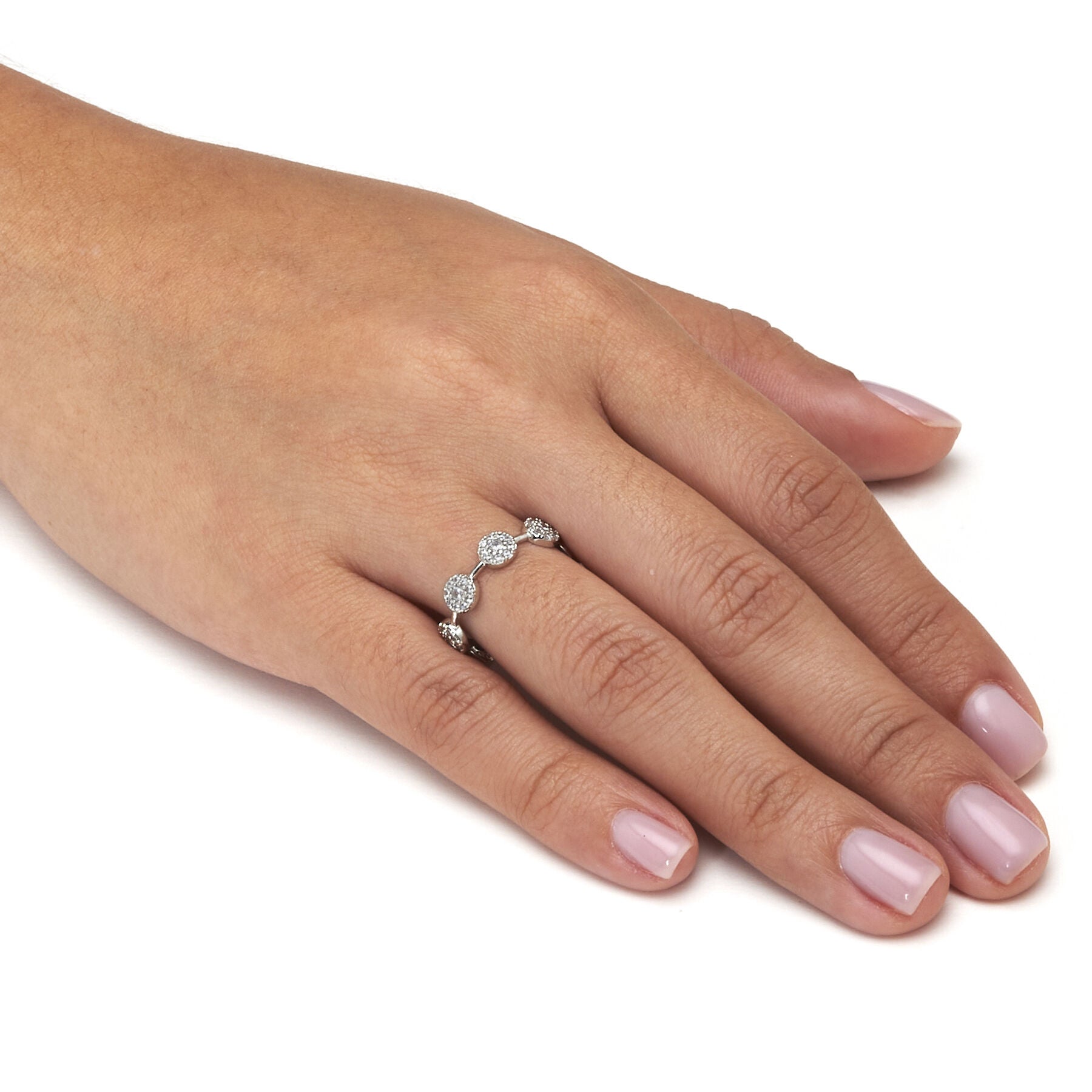 Crystal Platinum-Plated Cluster Ring, WHITE, alternate image number 2