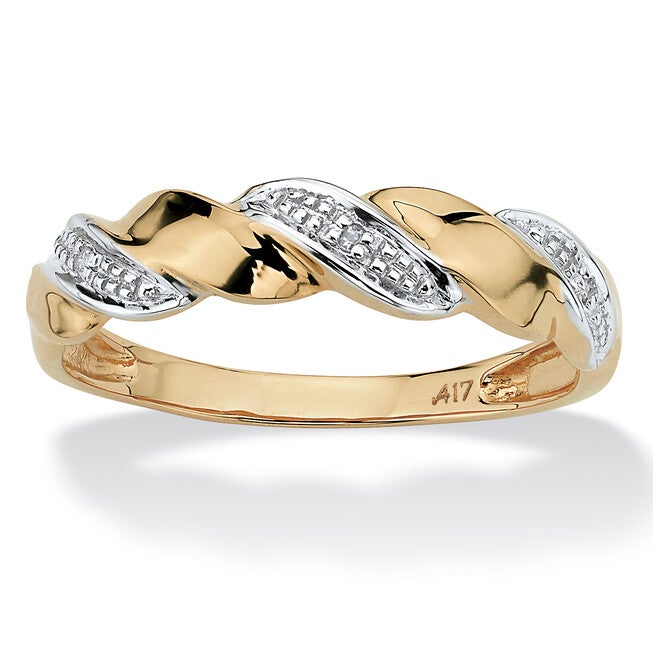Diamond Accent Ribbon Twist Ring in 10k Yellow Gold, WHITE, hi-res image number null