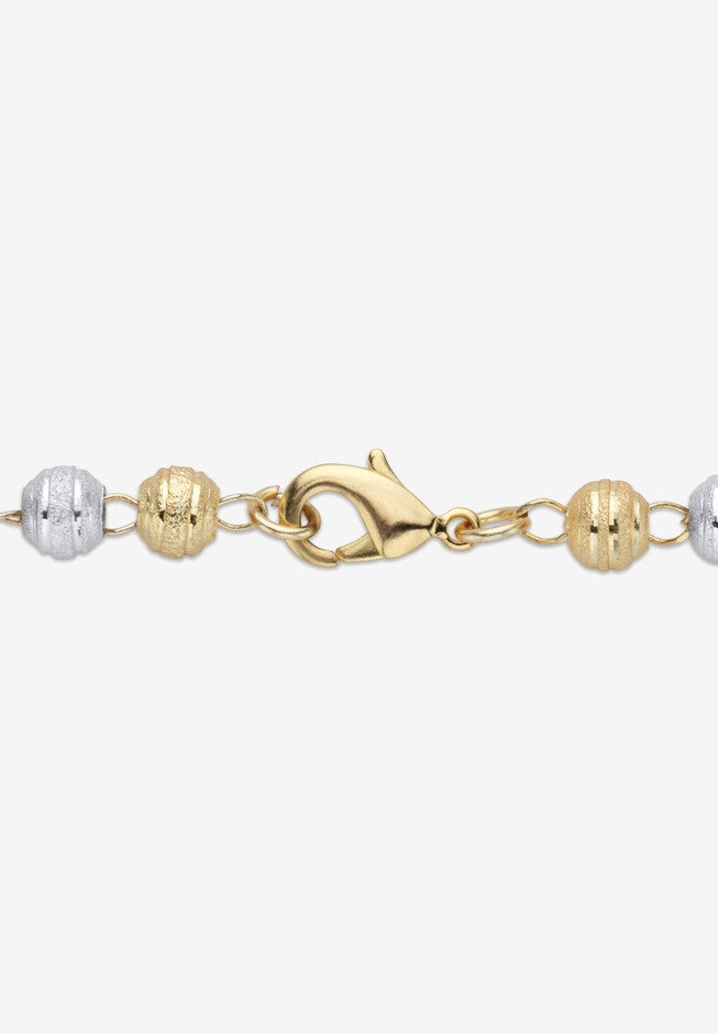 Tri Tone Goldtone Beaded Rosary Style Necklace (5Mm), 20 Inches Jewelry, , on-hover image number null