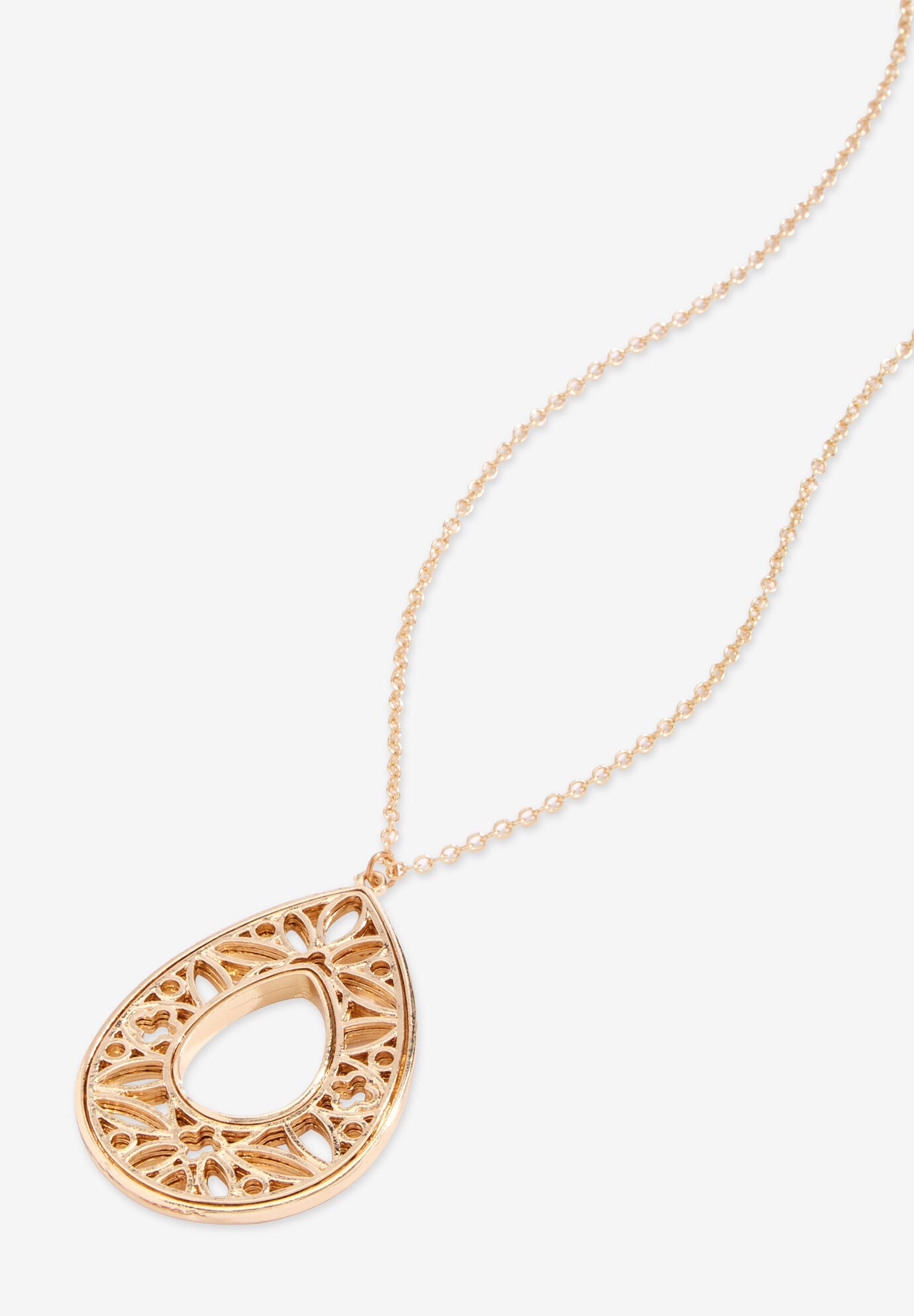 Filigree Teardrop Pendant Necklace, , alternate image number 1