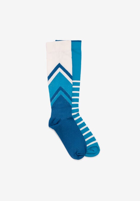 2 Pair Pack Compression Sock, BLUE TROPICAL, hi-res image number null