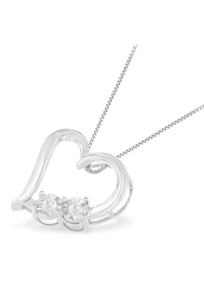 Silver 1/10 Cttw Diamond Heart Pendant Necklace, , on-hover image number 1
