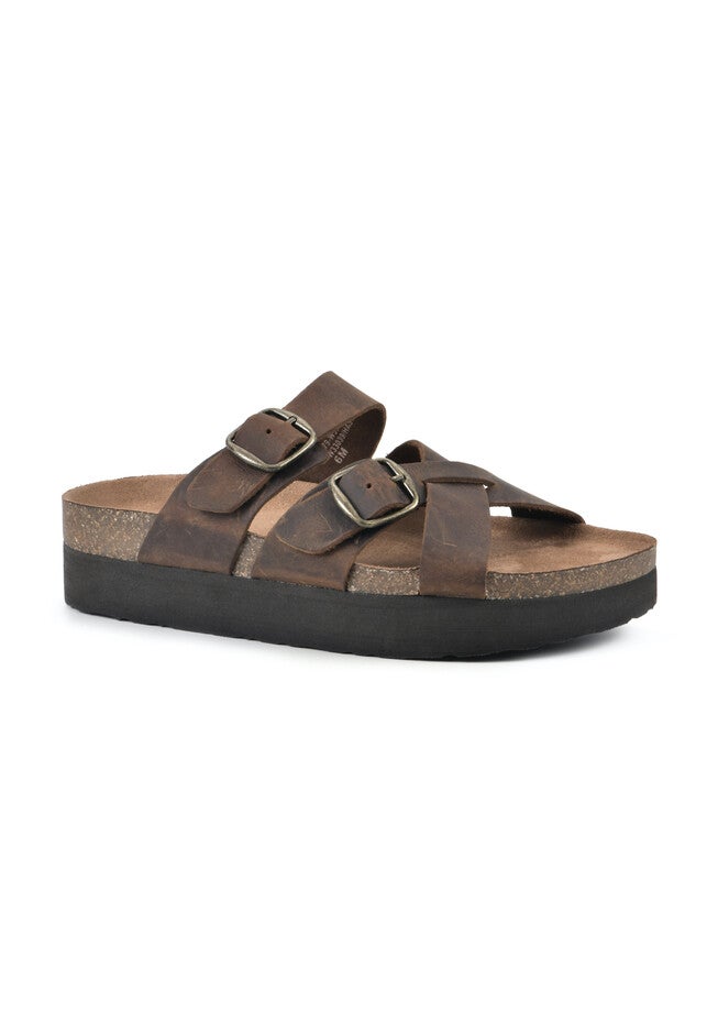 White Mountain Hastings Footbed Sandal, BROWN LEATHER, hi-res image number null