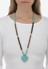 Genuine Turquoise Jasper Heart Pendant Necklace 34 Inch, , alternate image number null