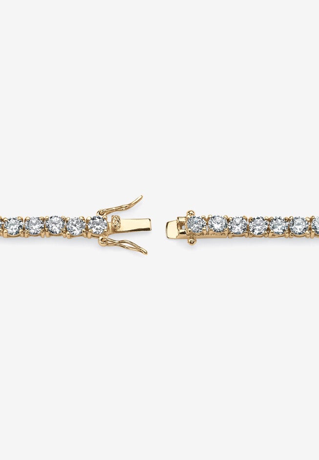 10.75 Tcw Round Cubic Zirconia Yellow Gold-Plated Tennis Bracelet 7.5", , on-hover image number null