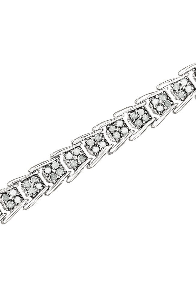 Sterling Silver Diamond Chevron Link Tennis Bracelet, , on-hover image number 1